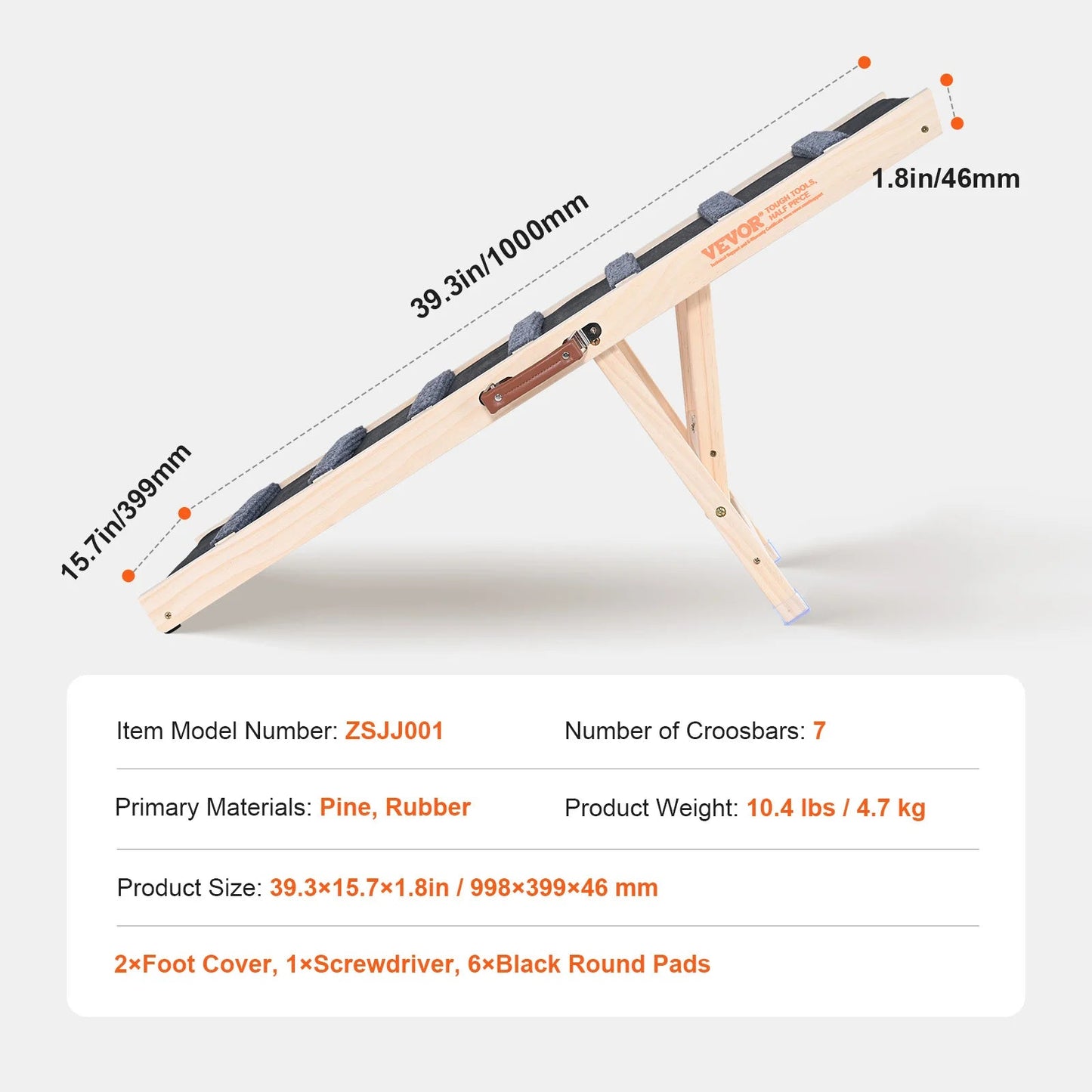Ladder - Hondentrap - Hondenladder - Antislip - Oprijplaat -Hondenladder - Trap Hond - 39 Inch - Hoge Verstelbare Houten Oprijplaat Afneembaar - voor Kleine Oude Hond