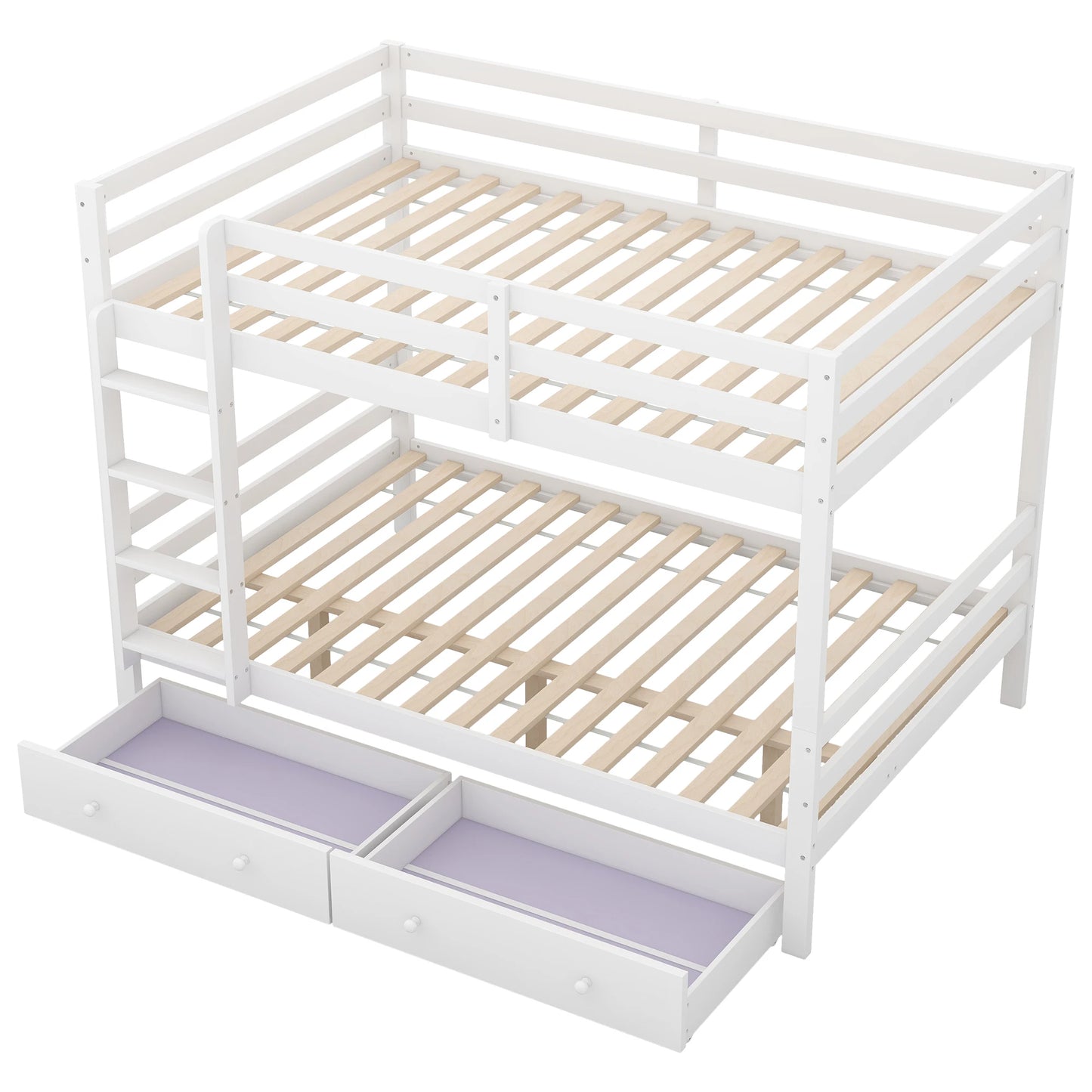 Hoogslaper Kinderbed – Halfhoogslaper – Stapelbed – Tienerbed – Kinderbed 90x200 cm – Met LED-verlichting – Inclusief Bureau en Opberglade – Speelse Raamvormen – Zonder Matras