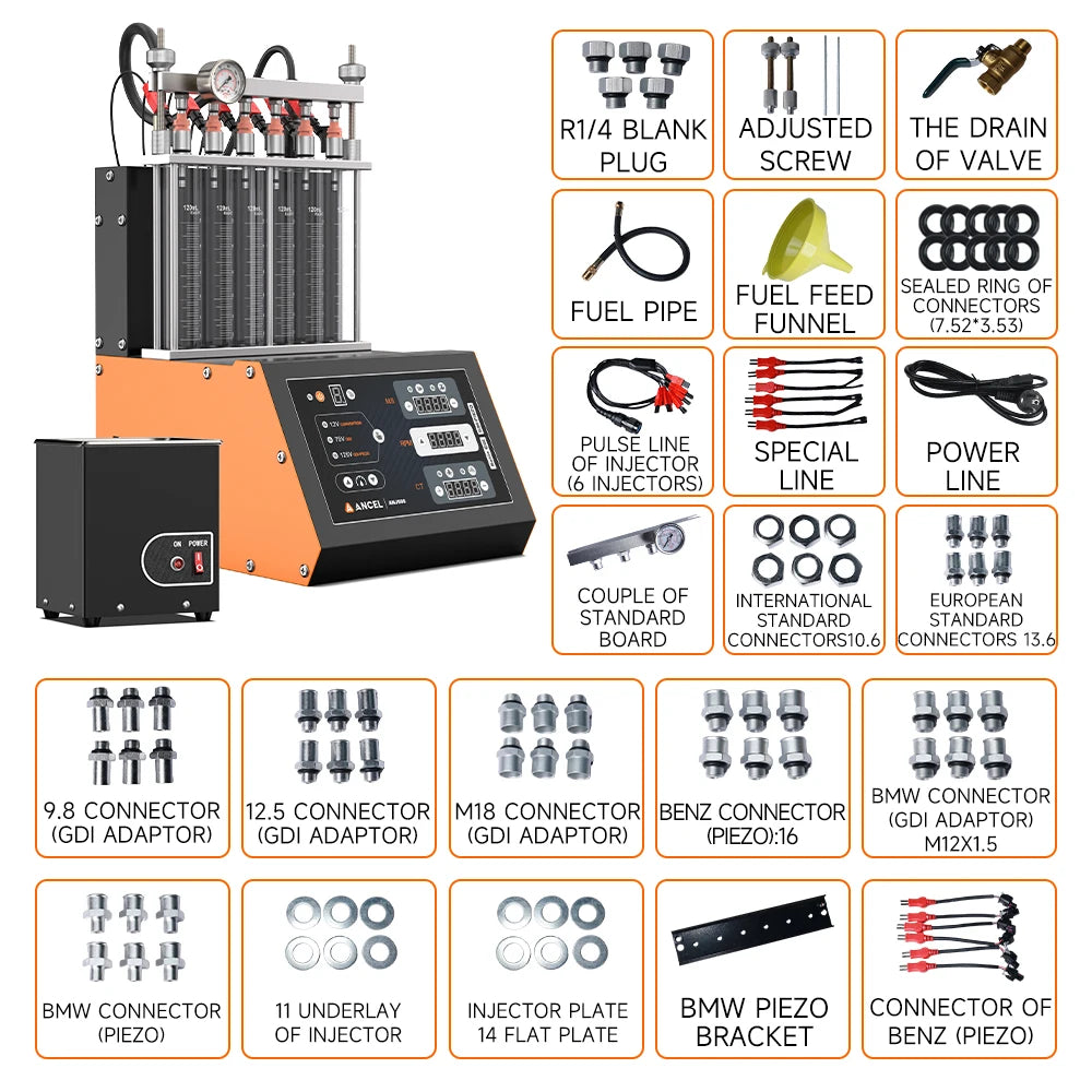 Brandstofinjector Reiniger – Injector Cleaner – Ultrasonische Reiniging – Injector Tester – On-Vehicle Reiniging – Motortoerental Simulatie