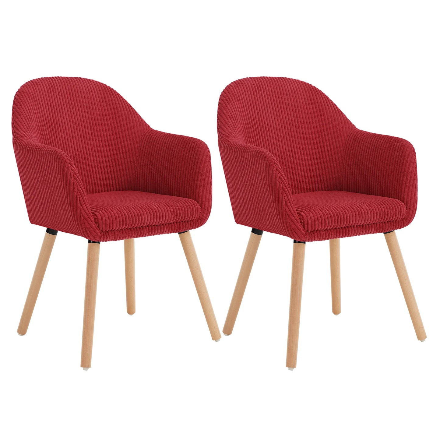 Eetkamerstoelen – Stoelen Met Armleuningen – Bureaustoelen – Comfortabele Stoelen – Corduroy Bekleding – Ergonomisch Design – Massief Houten Poten