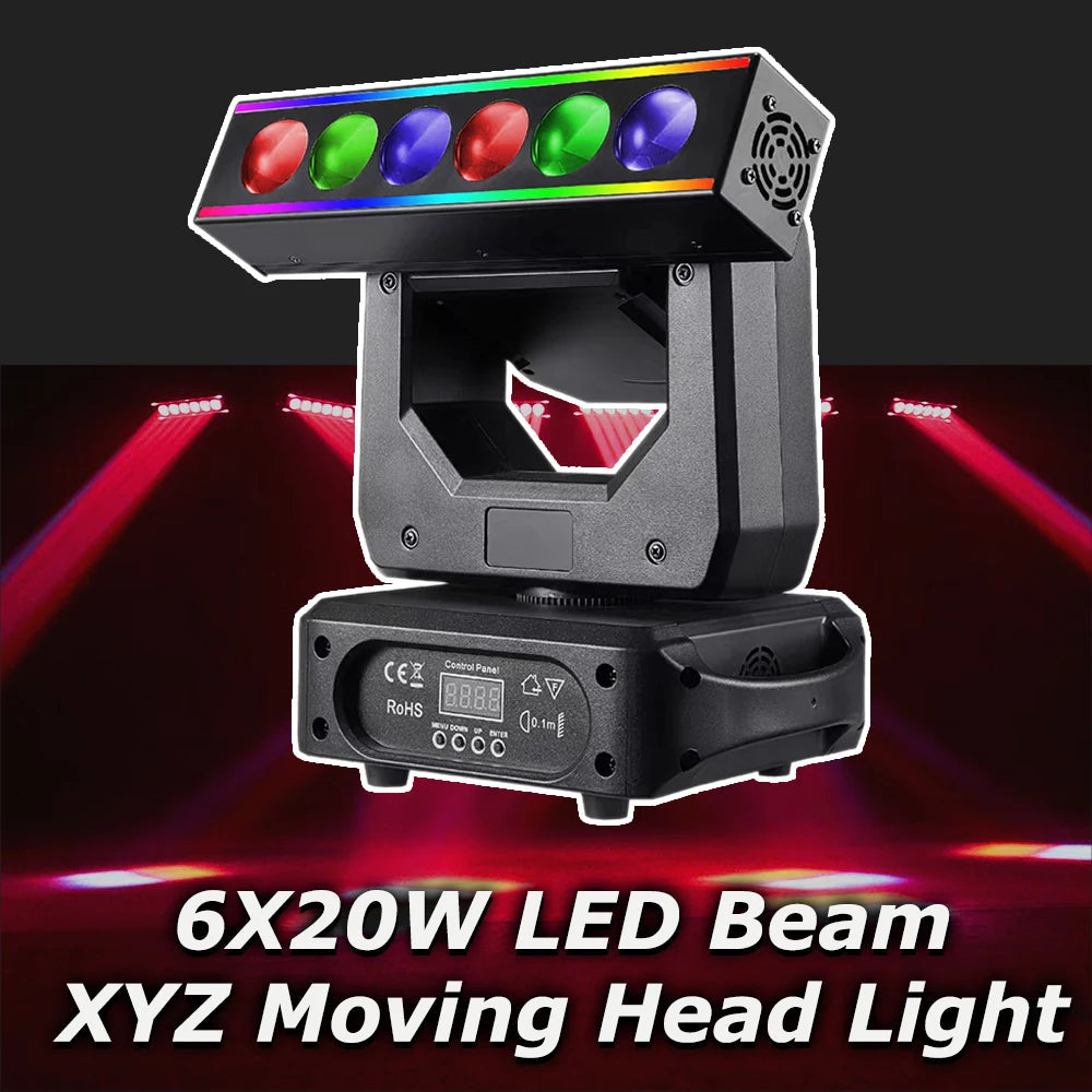 Moving Head – Podiumverlichting – DJ Licht – Discolamp – RGBW LED Spot – 6x 20W RGBW LEDs – 540° Bewegingsbereik – DMX512 Controle - QUORE