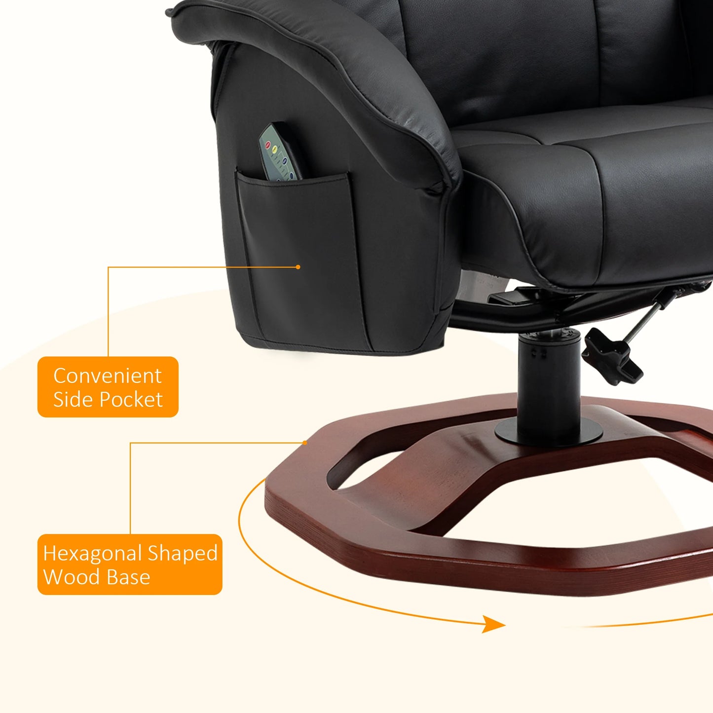 Massagefauteuil – Massagestoel – Relaxzetel – Fauteuil Met Voetensteun – 10 Massagepunten – Verstelbare Rugleuning 110°-135°
