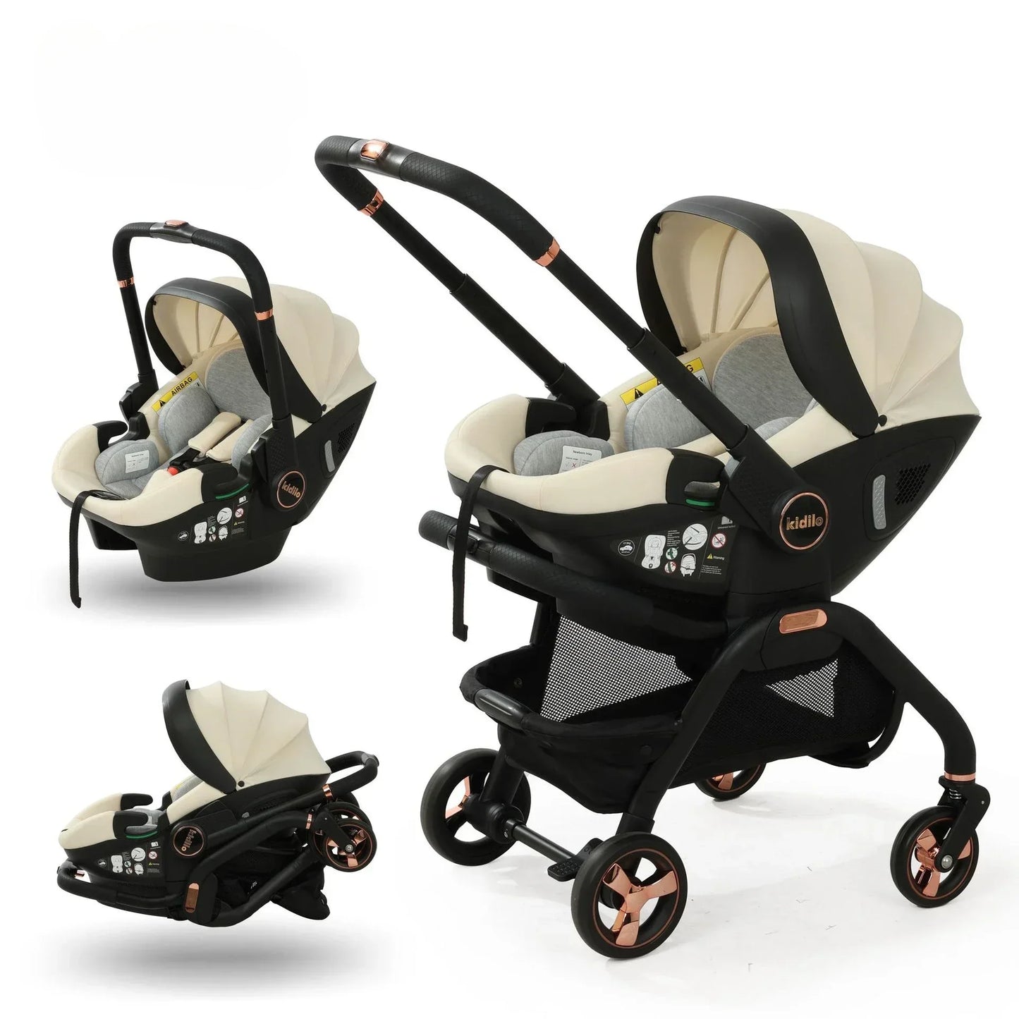 Portable 3-in-1 Baby Stroller Newborn Baby Sleeping Basket Multi-function Child Car Seat Luxury Baby Carriage Foldable