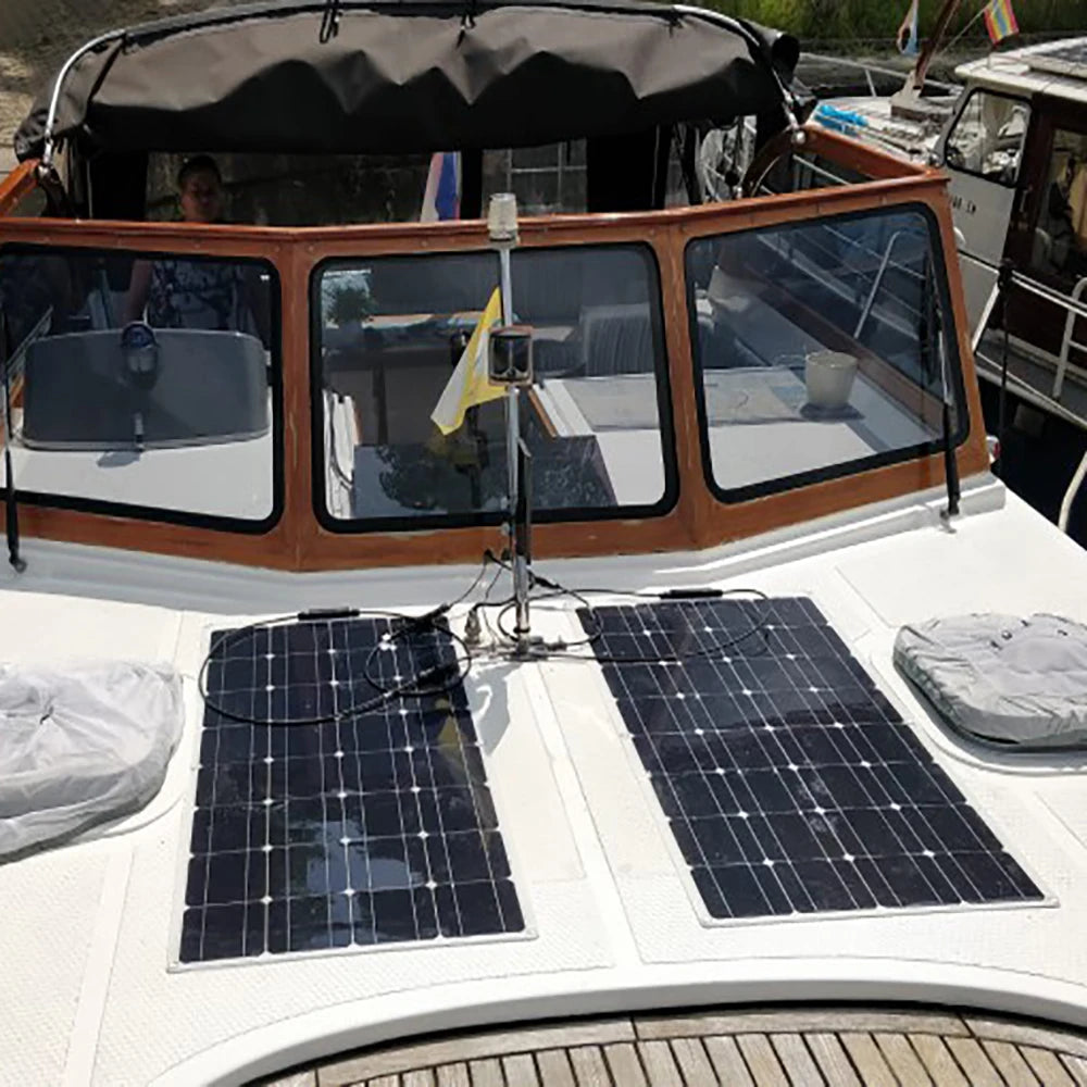 Zonnepaneel - Zonnepanelen - Zonne-energie - Zonne-kit - 12V Controller - Fotovoltaïsch Paneelsysteem - 120W - Waterdicht - voor Boot - Camper - Caravan - RV - Tuin