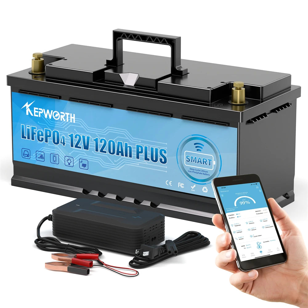 12V 120Ah LiFePO4 Batterij – Accu – Energieopslag – Lithium Accu – Solar Accu – Bluetooth Connectiviteit – 120A BMS Bescherming – Compact & Lichtgewicht - QUORE