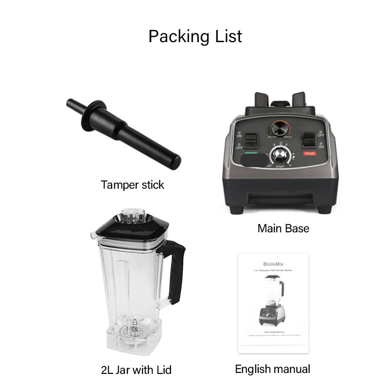 Blender - Blender Smoothie - Smoothie Maker - Foodprocessor - 2200W - Soepmaker - met Timer - 2L BPA-vrije Mengkan - Extra Pot en 3 Onderdelen - QUORE