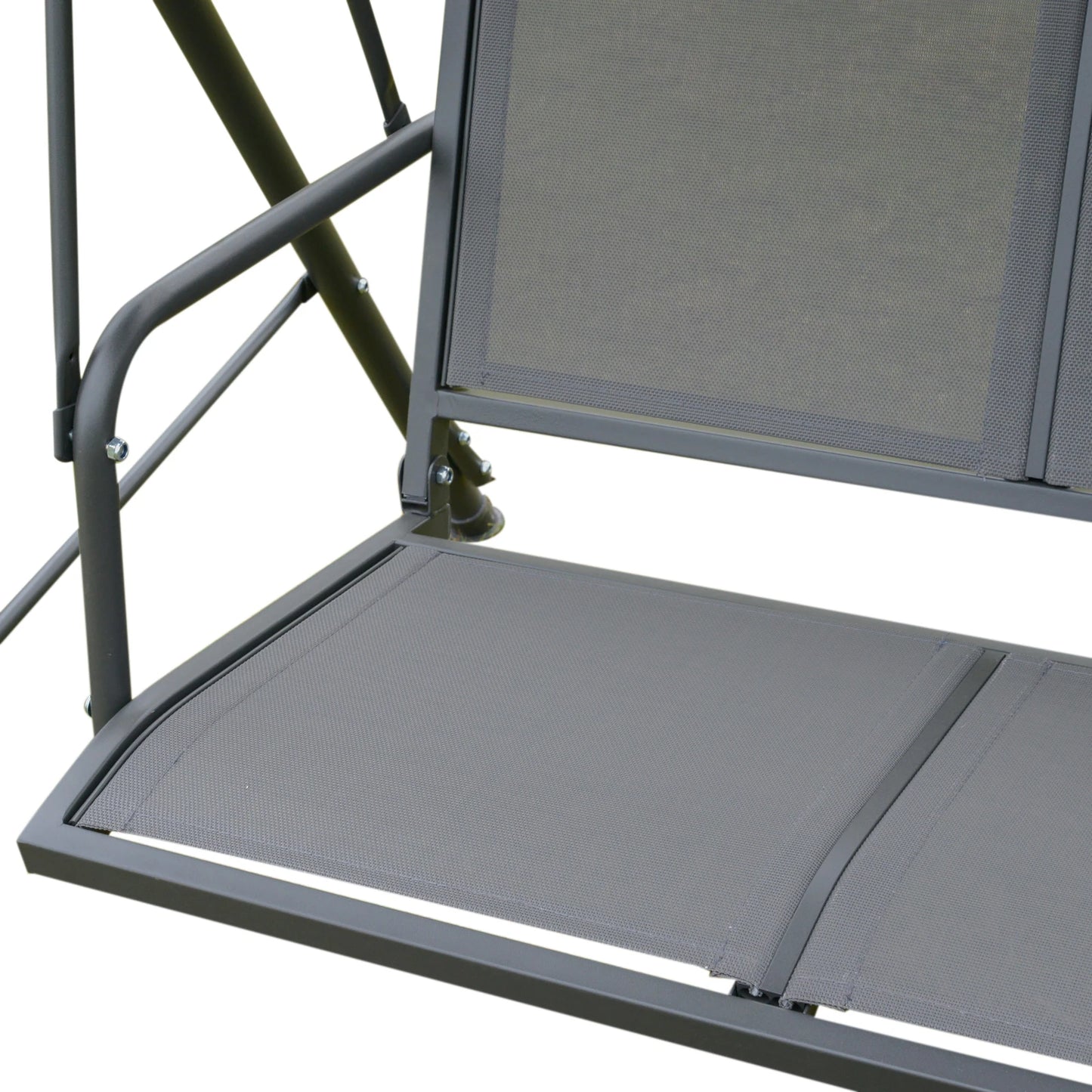 3-Zits Tuinswing met Dakzonwering - Verstelbare Rugleuning - Stalen Frame - Ademend - Grijs - QUORE