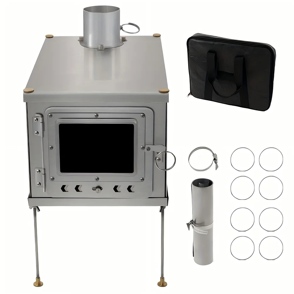 Titanium Houtkachel – Opvouwbare Kachel – Draagbare Stove – Camping Kamin – Outdoor Houtbrander – Lichtgewicht Titanium – Duurzaam En Compact - QUORE