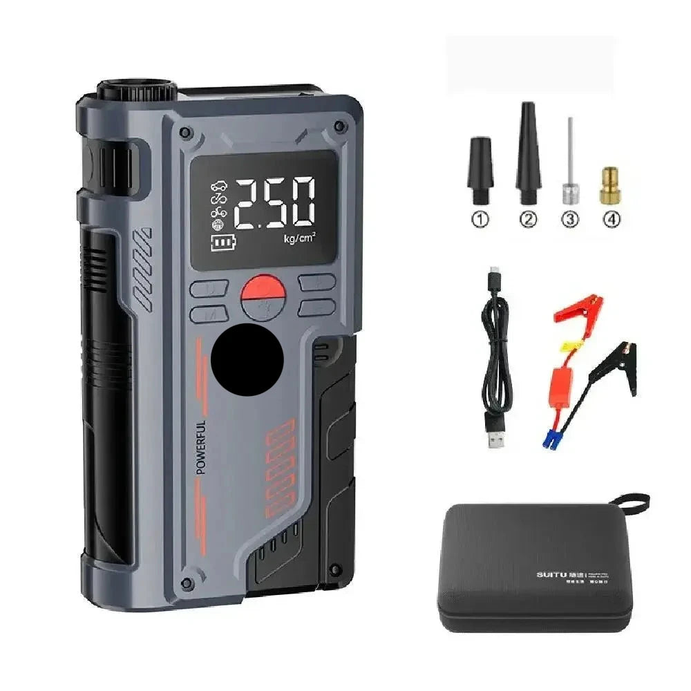 Jumpstarter - Jumpstarter for Car - 4 In 1 - 20000mAh - 1000A - Car Starting Device - Jumpstarter with Powerbank & 150PSI Tire Inflator - Multifunctional Jump Starter - Black