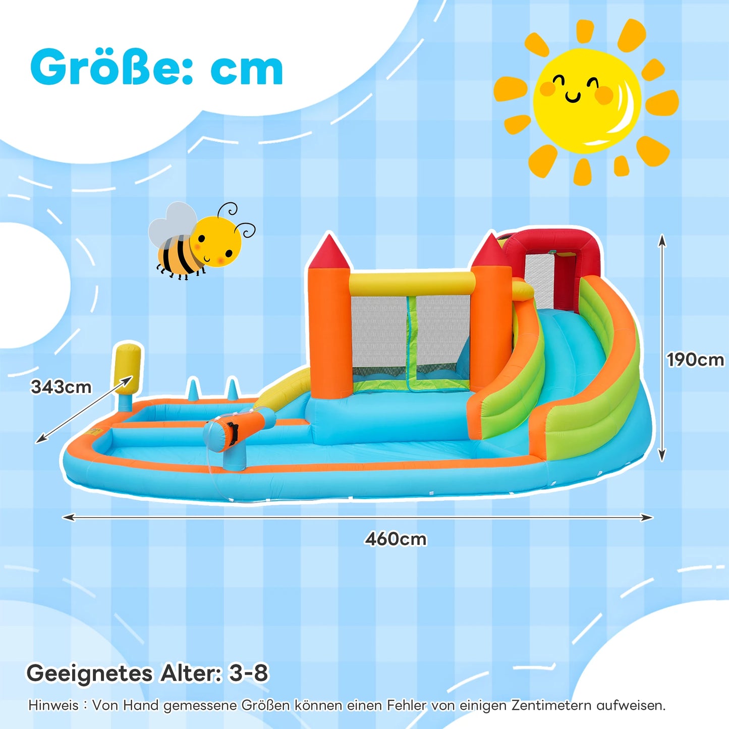 5-In-1 Opblaasbare Speeltoren – Springkasteel – Trampoline – Glijbaan – Basketbalring – Waterbestendig Oxford Stof – Snelle Opblaastijd