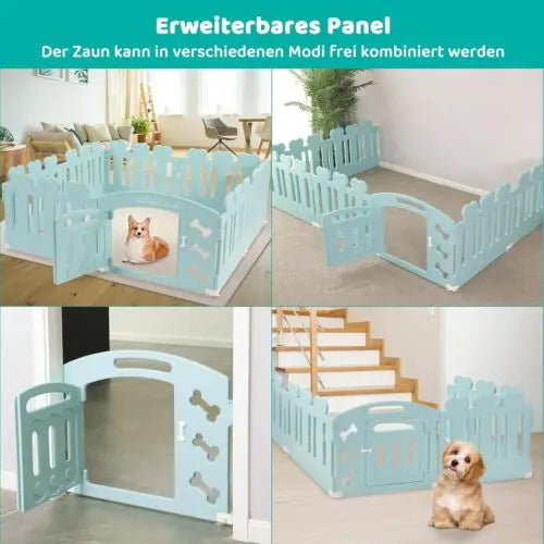 Dog Pen, H60cm, 3/5/7+1 Panels, with Lockable Door, Recycled Plastic,Puppy Enclosure,For Rabbit Runs, Indoors, Outdoors, Playpen - QUORE