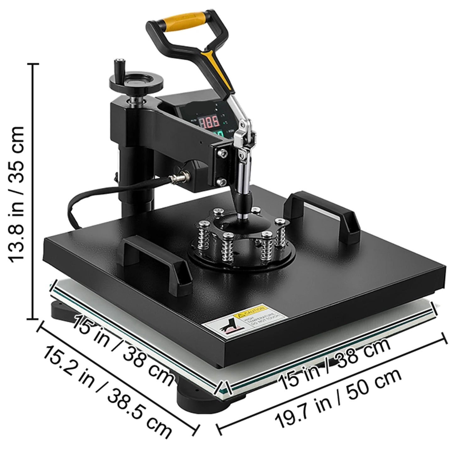 Professionele Heat Press – Warmtepers – Transferpers – T-Shirt Pers – Pettenpers – 15 X 15 Inch Persplaat – Digitale Timer & Temperatuur - QUORE