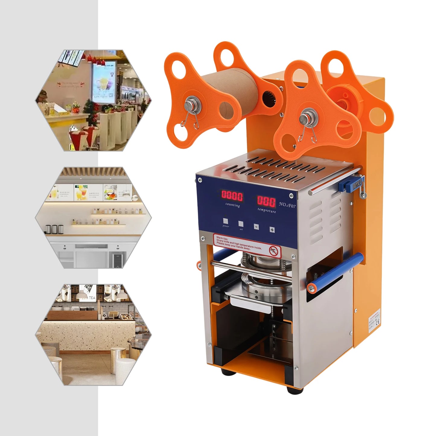 Automatische Cup Sealermachine – Beker Sealer – Drank Sealer – Luchtdichte Verpakking – Roestvrij Staal – 600 Bekers Per Uur – Instelbare Temperatuur