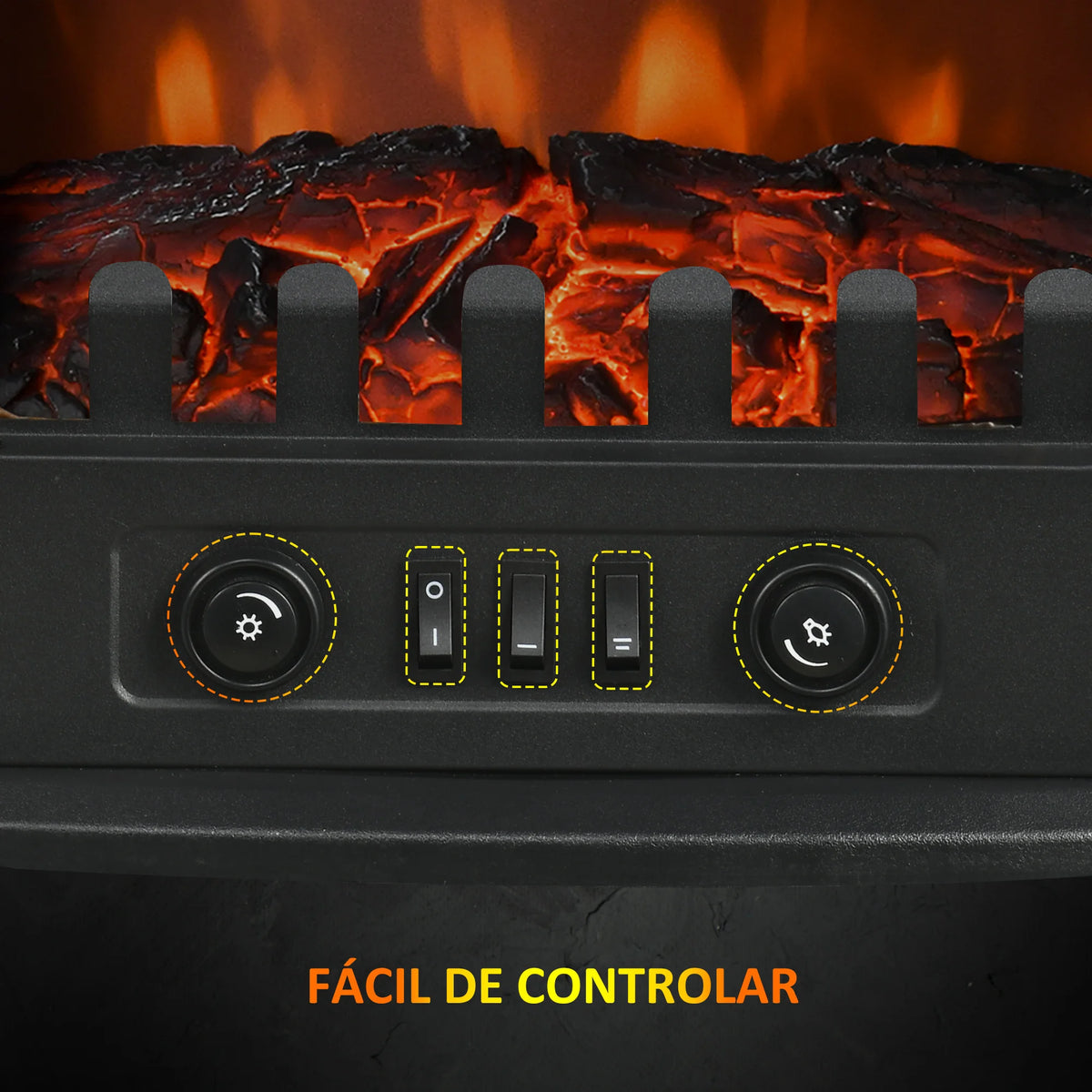 Elektrische Inbouwhaard - fireplace - Elektrische Kachel - Efficiënte Verwarming - Fireplace Heater - Draagbare elektrische open haard - Instelbaar Vermogen Tussen 1000W/2000W - Zwart - QUORE