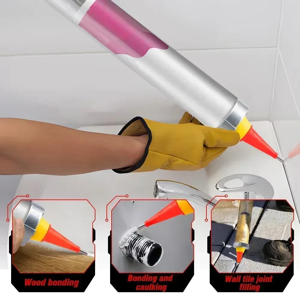 Elektrisch Kitpistool - Accu Kitspuit - Lijmpistool - 6 Snelheden - 18V - Voor Glas - Rubber & Kit - Meerdere Toepassingen - Inclusief 14 Nozzles - Zonder Accu - QUORE