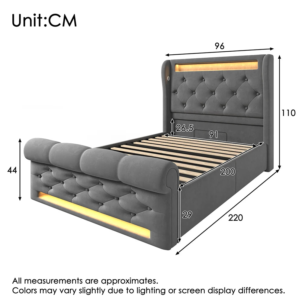 Boxspringbed – Boxspringbedden – Bed – Meubel – Slaapkamerbed – 160x200 cm – Linnen Bekleding – Hydraulische Opbergruimte – USB & Type-C Oplaadpoort - QUORE