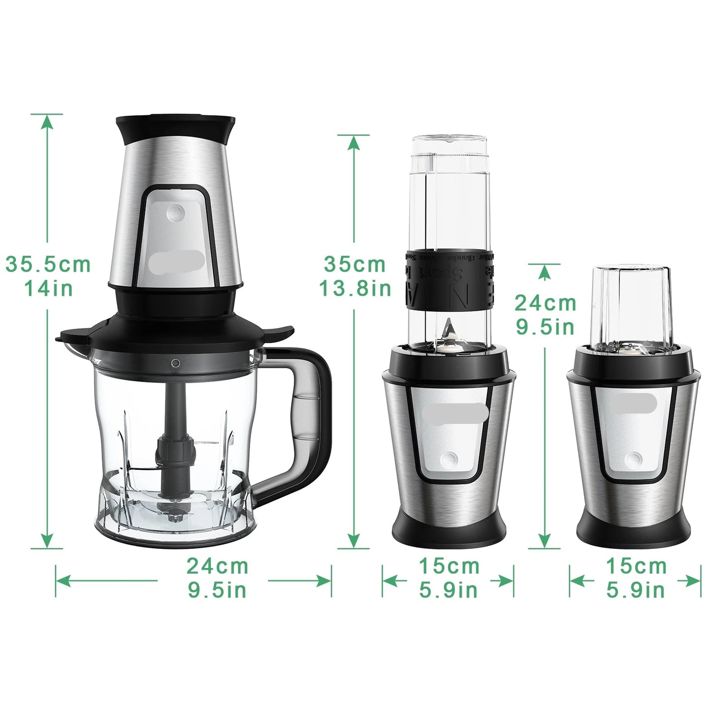 3-in-1 Multifunctionele Foodprocessor - Blender - Nutribullet - Smoothie Maker - Hakmolen - Droogmolen - 700W - QUORE