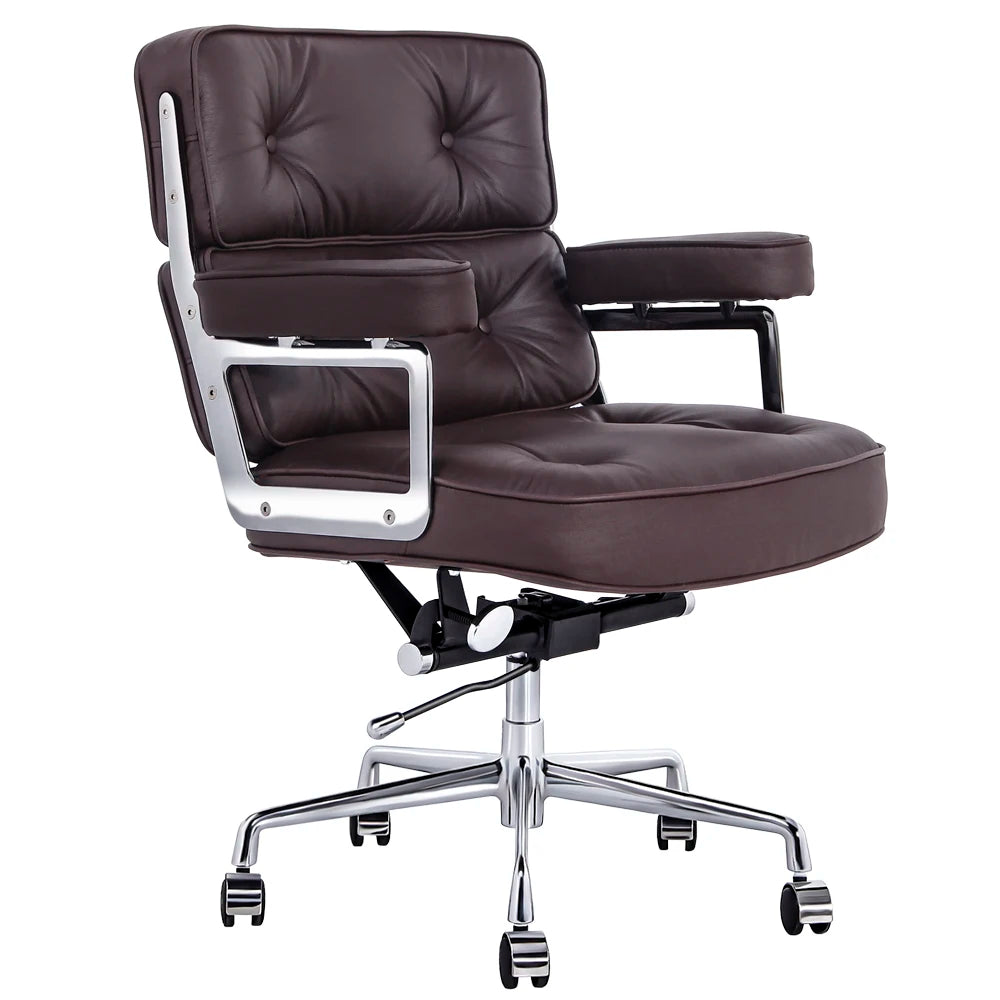 Bureaustoel – Bureaustoel Draaibaar – Computerstoel - Bureaustoel Lederen – Bureaustoel Ergonomisch – Hoge Rugleuning – Gaslift Verstelbaar - Donkerbruin
