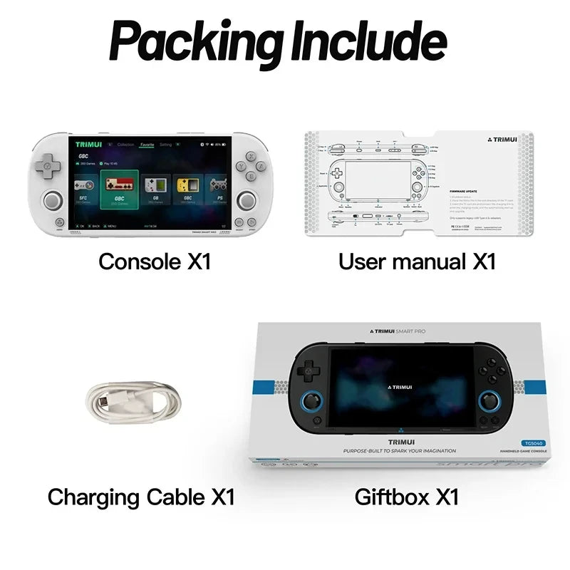Trimui Smart Pro Retro Handheld Game Console Support Bluetooth-compatible Headset Gaming System 4.96 Inch Gift for Kids Adults - QUORE