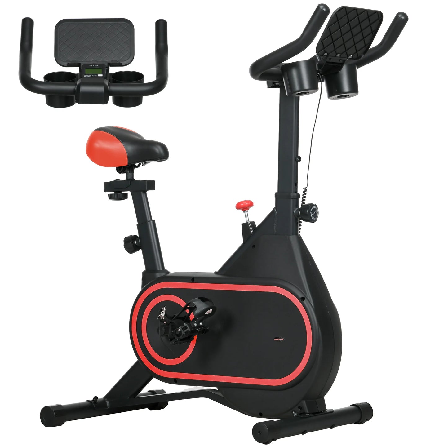 Hometrainer - Spinningfiets - Hometrainers - Indoorfietsen - Indoorfiets - Fitness Fiets - Verstelbare Weerstand - 4 kg Vliegwiel - LCD Display - Verstelbaar Zadel en Stuur - Fiets voor Cardio Training - Rood