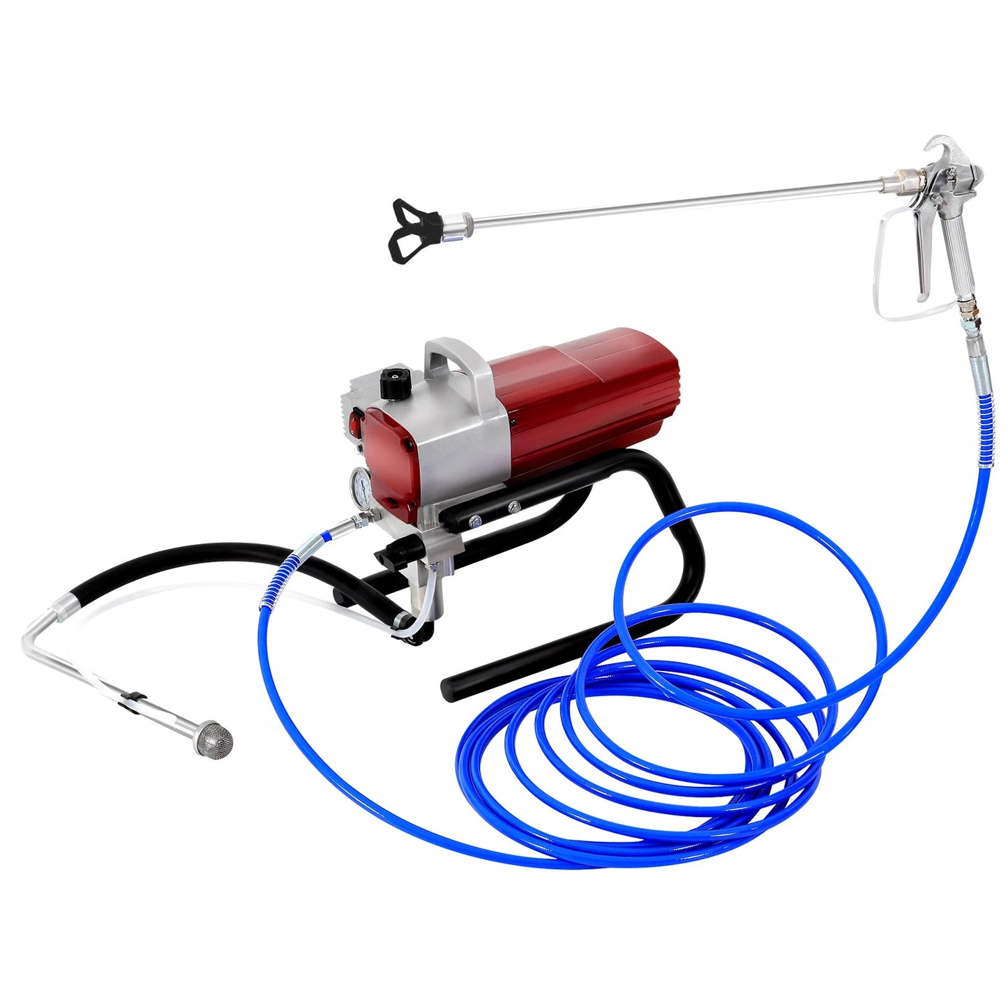 Airless Verfspuit – Verfpistool – Spuitmachine – Muurverfspuit – Verfspuitapparaat – Rood – 1800W Krachtige Motor – 9,5 Meter Slang