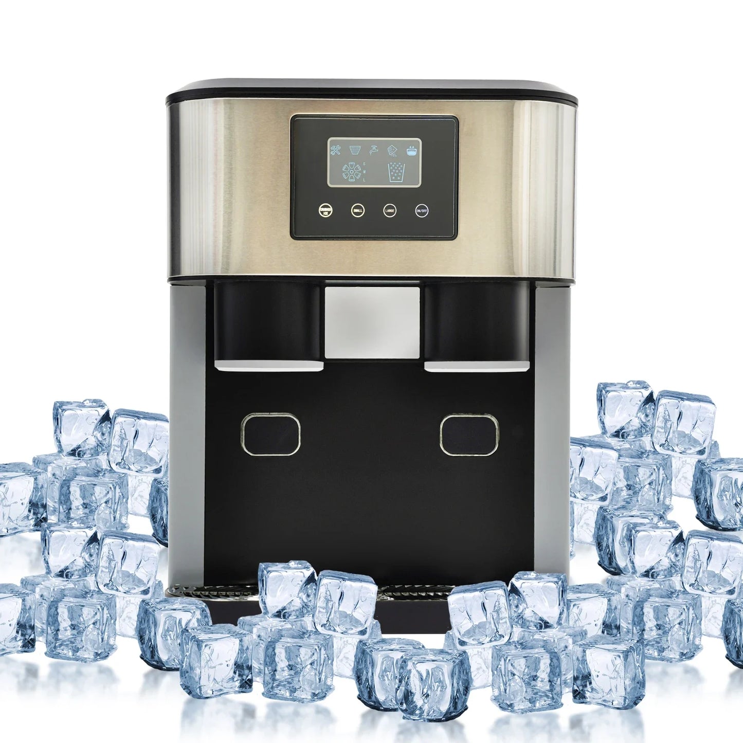 IJsmachine – IJsblokjesmachine – Crushed Ice Maker – IJsmaker – Ijswater Dispenser – 1,8 Liter Watertank – Touchscreen Bedienig - QUORE