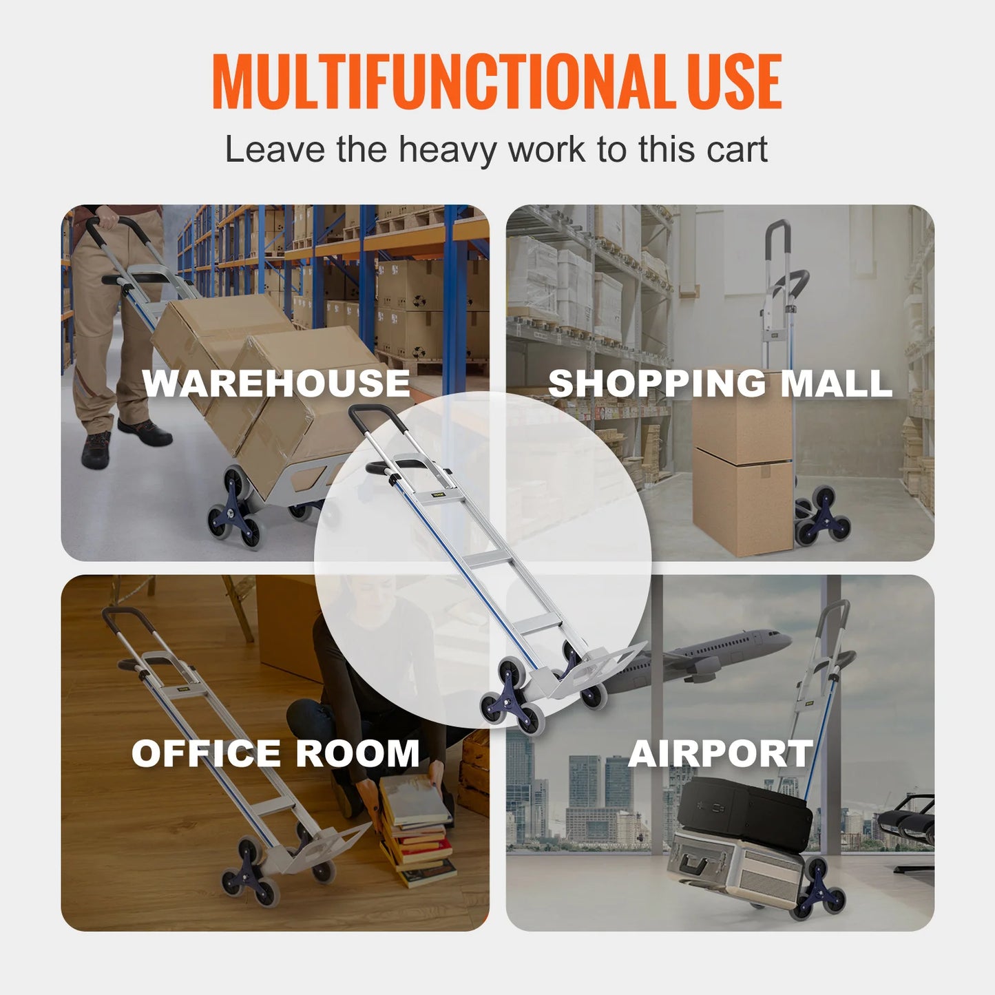 Traploper Trolley – Handkar – Opvouwbare Transportkar – Handgrepen met Beugel – Inklapbare Trolley