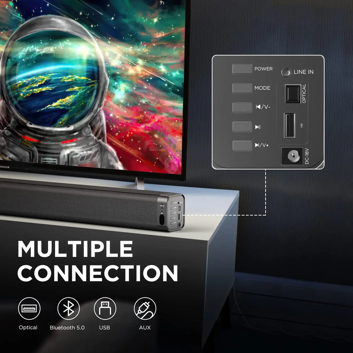 Soundbar - Soundbar voor TV - versterkt Subwoofer - Luidsprekers - Luidsprekerkabels - Speaker - Stereo - 120dB - 100W - Zwart