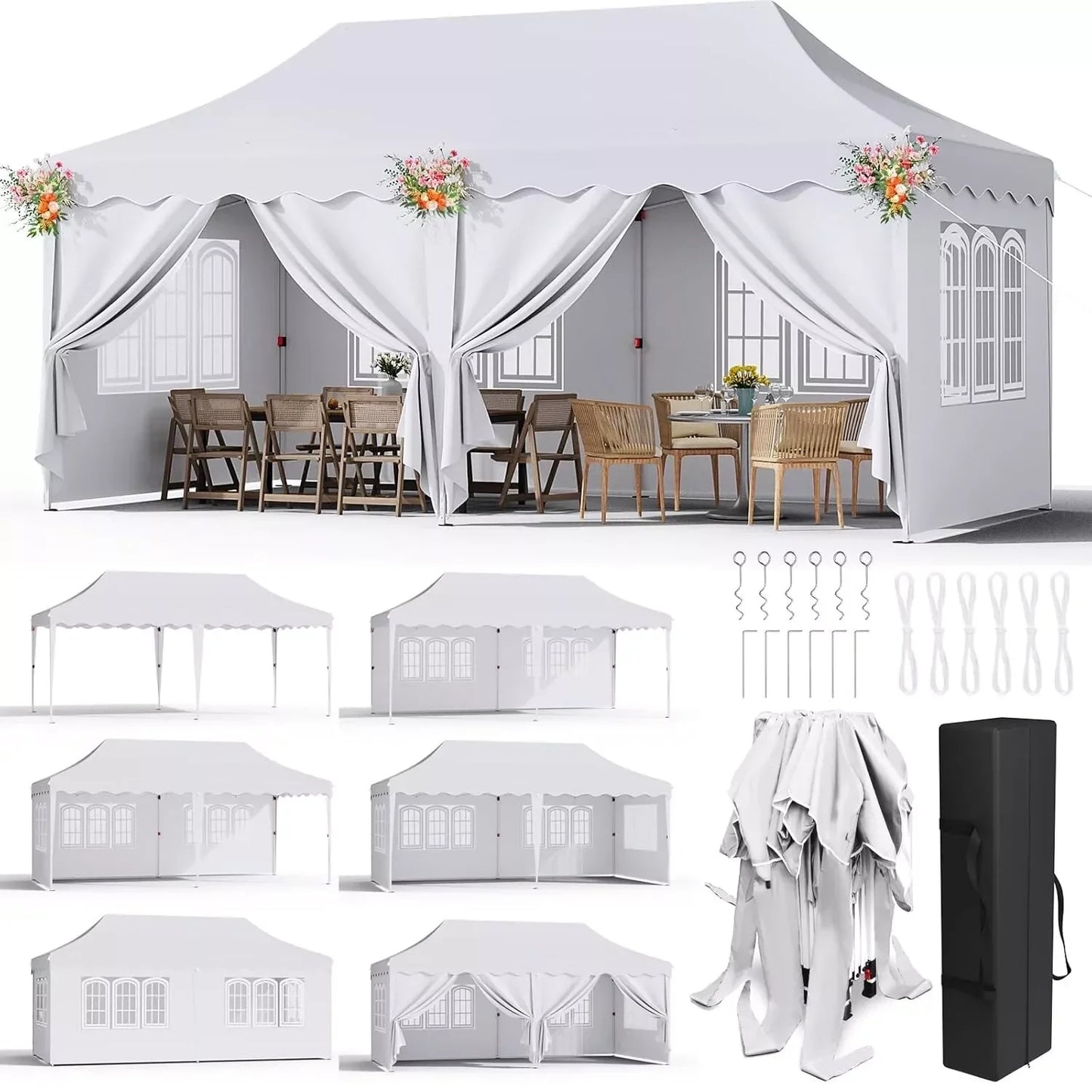 Tuinpaviljoen – Vouwwagen – Overkapping – Partytent – Marktstand – 3x6 Meter – UV-Bestendig