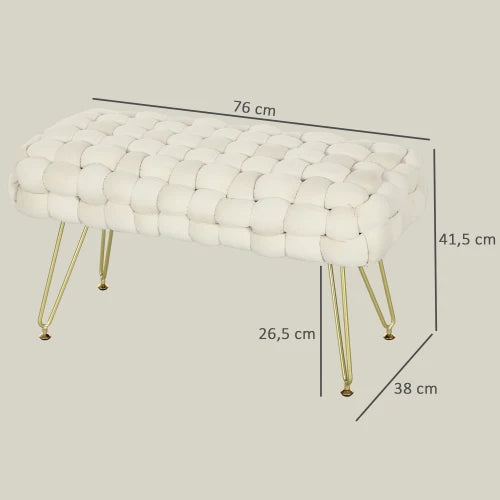 Bank - Zitbank - Slaapkamerbank - Voetenbank - 76 cm x 38 cm x 41,5 cm - Wit