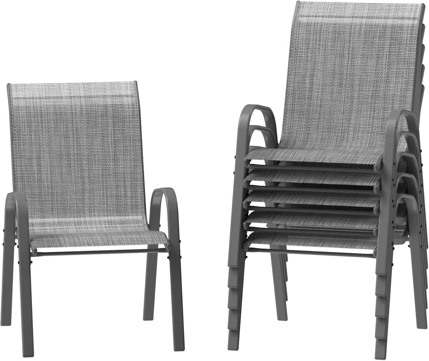 Tuinstoelen – Stapelbare Tuinstoelen – Tuinstoelen Set – Buitenstoelen – Weerbestendig Staal – Ademend Mesh