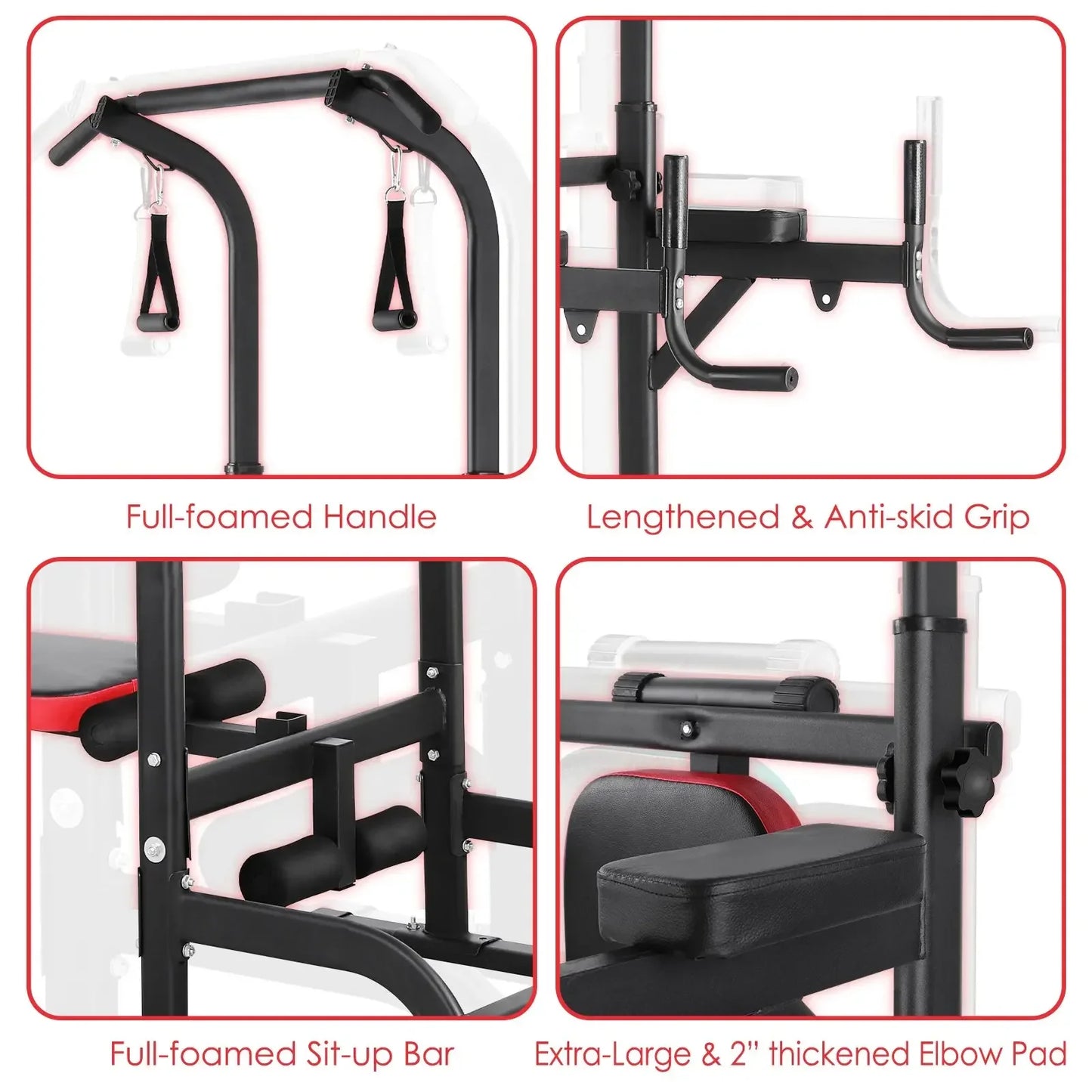 Power Tower – Fitnessstation – Pull-up Bar – Trainingsrek – Workout Station – Verstelbaar 181-234 cm – Max Belastbaarheid 200 kg - QUORE