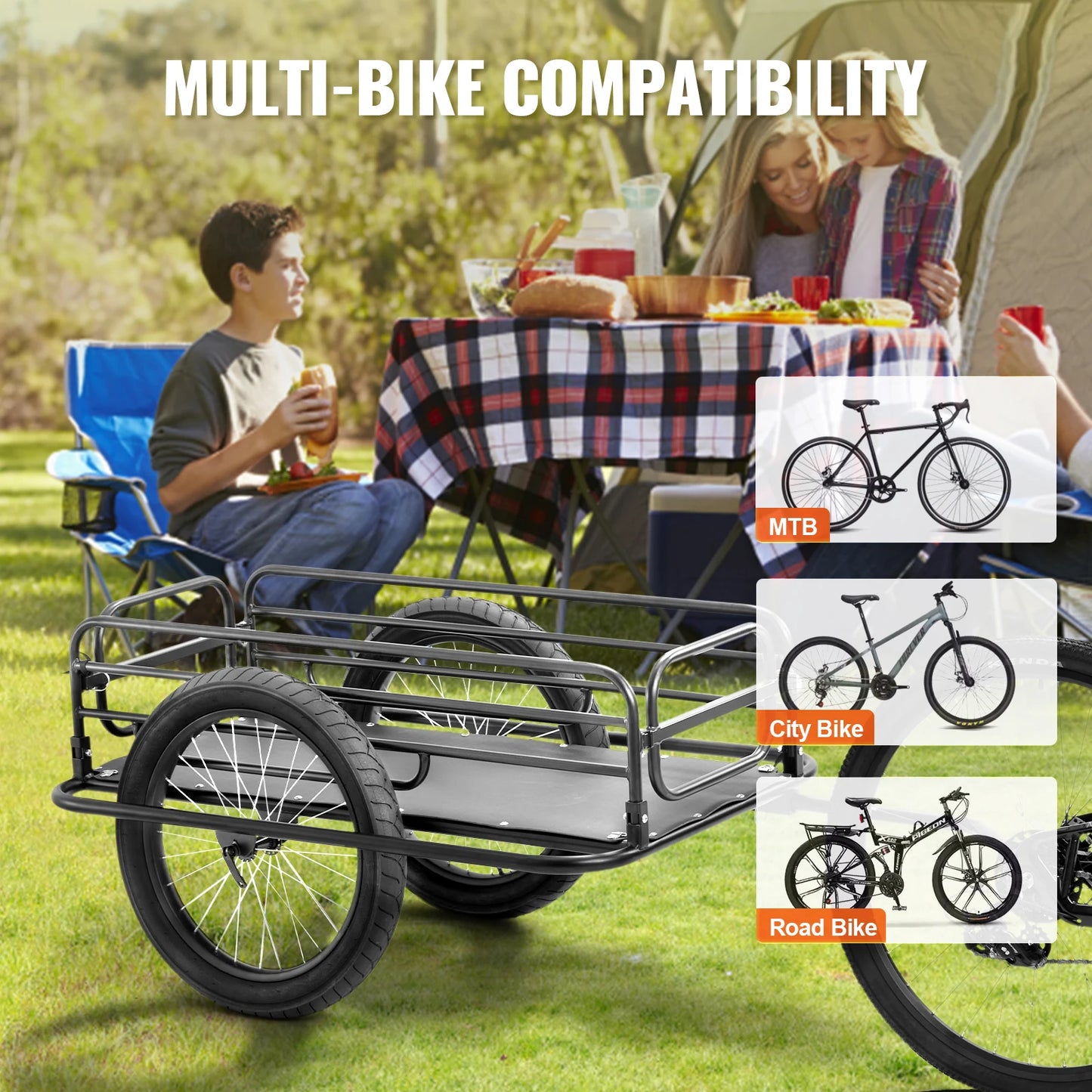 Fietskar - Fietskarren - Fietskar Bagage - Fietsaanhanger - Fiets Cargo Trailer – 275lbs Draagvermogen - Opvouwbare Fietswagen - met Universele Trekhaak en 20" Wielen – Geschikt voor de Meeste Fietsen