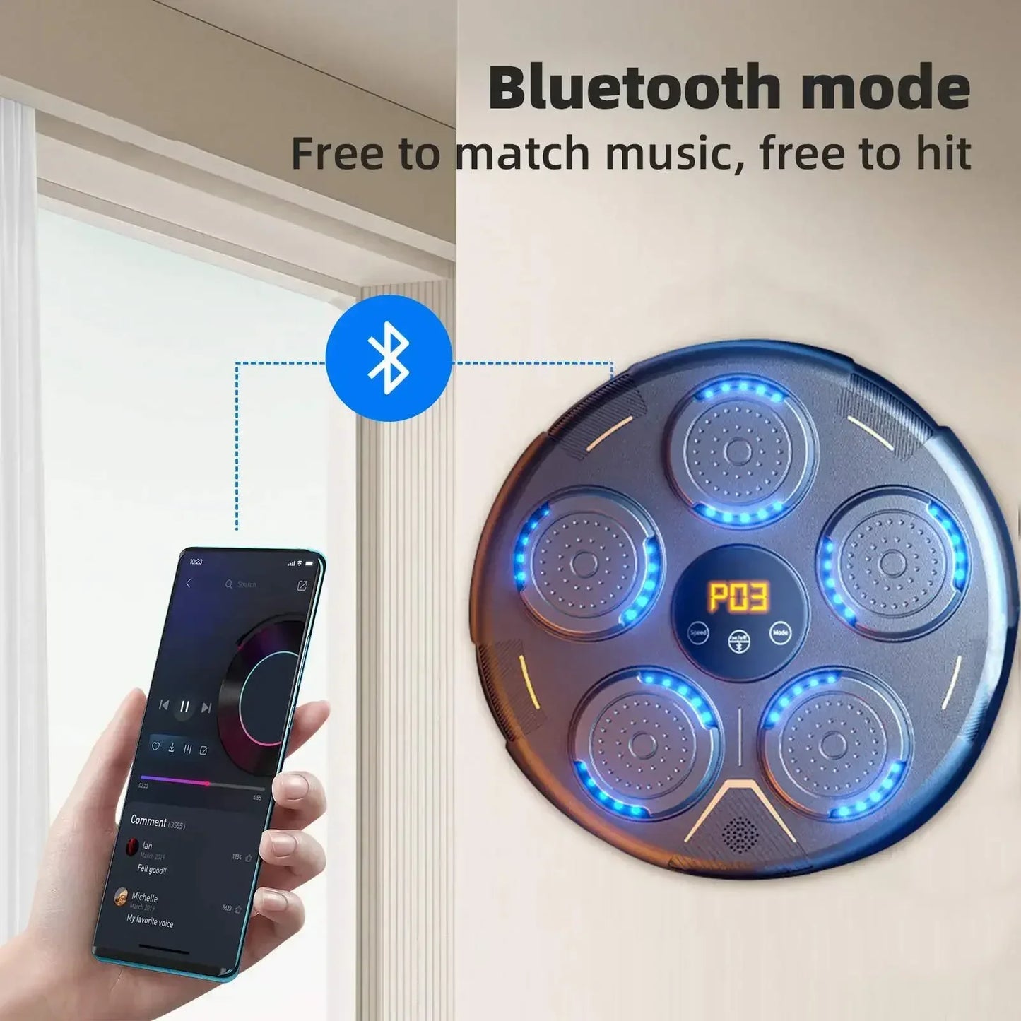 Muzikale Boksmachine – Reactietrainer – Bokstrainer – Agility Trainer – Fitness Apparaat – Bluetooth Muziek – LED Lichtgevende Targets