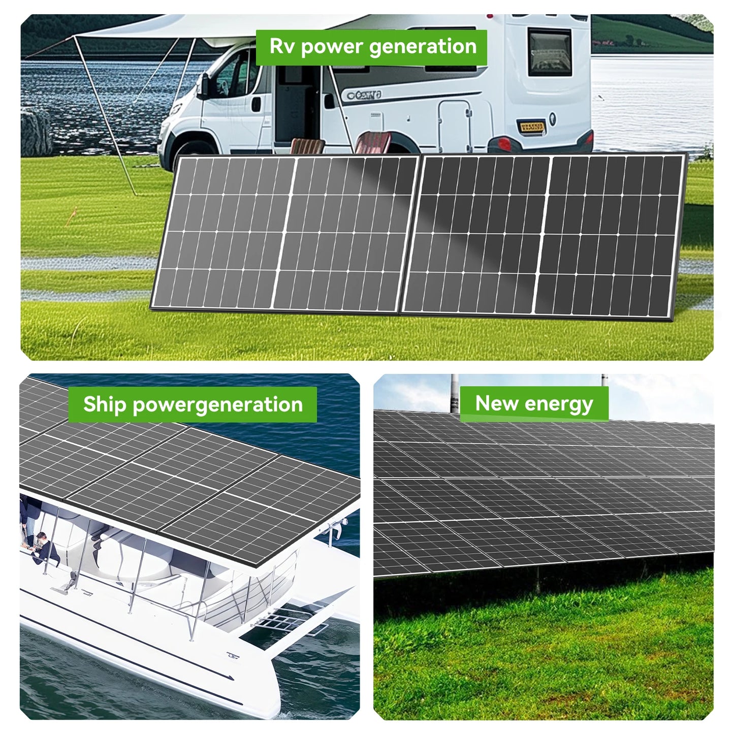 WERCHTAY 300W 10BB N-Type Solar Panel 25% Conversion Efficiency for Residential RV Roof Off Grid Solar Power Systems