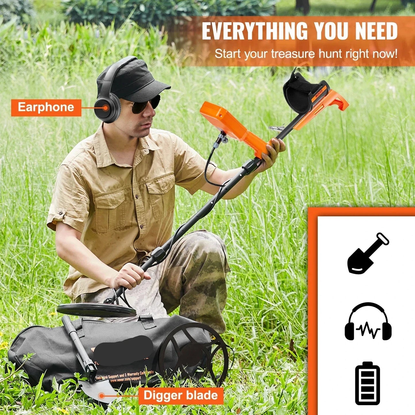 Metaaldetector - Professionele Metaaldetector - Onder Water Metaaldetector - Metaalzoekapparaat - Detectieapparaat - Oplaadbare - 12inch - IP68 Waterdichte Spoel - 7 Modi - LCD Display - voor Schatzoeken en Onderwatergebruik