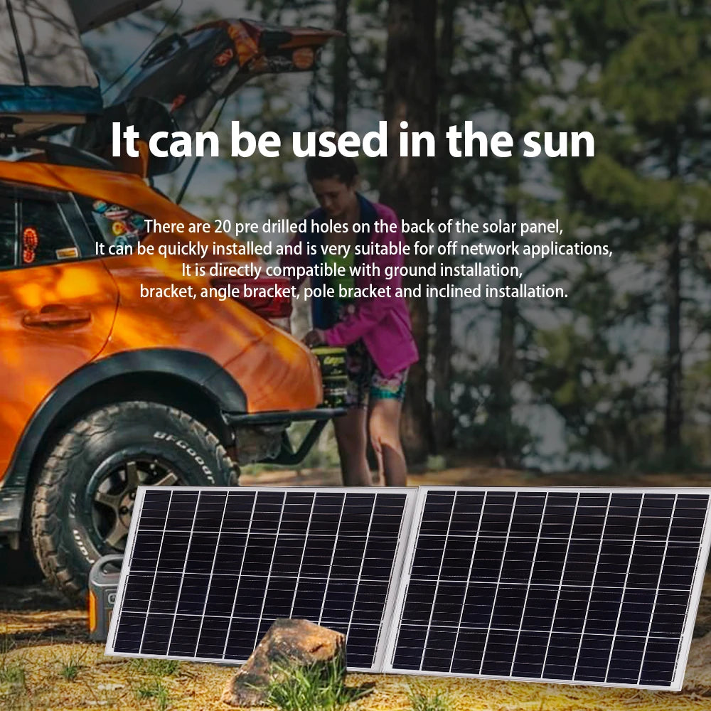 Zonnepanelen - Monokristallijne Zonnepaneel Kit - Flexibel - Zonne Energie - 100W - Waterdichte - voor Camping, RV en Thuisgebruik