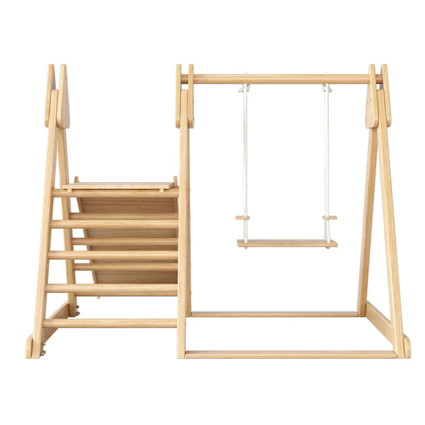 Houten Klim- En Schommelspeelset – 3-in-1 Speelset – Klimtoren – Schommel – Glijbaan – Veilig En Stevig – Geschikt Voor Kinderen Vanaf 1 Jaar