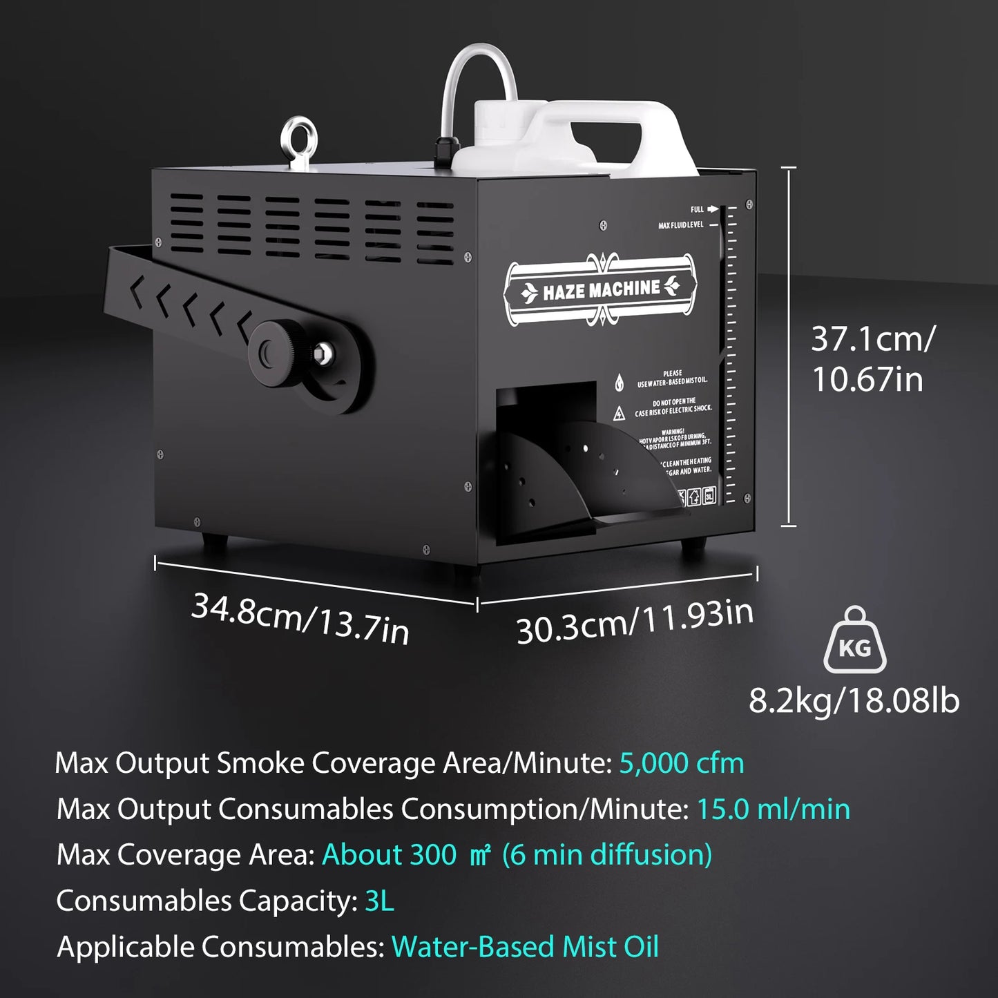 Haze Machine – Rookmachine – Mistgenerator – Stage Fog Machine – Rookgenerator – 1000W Vermogen – DMX en Afstandsbediening – EU Stekker