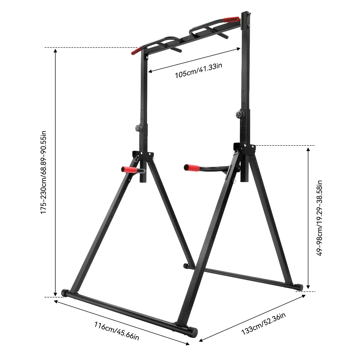 Verstelbare Pull-up Bar – Optrekstang – Klimrek – Krachtstation – Huistrainingsapparaat – Zwart – Max. 200 kg Draagvermogen – Hoogwaardig Koolstofstaal - QUORE
