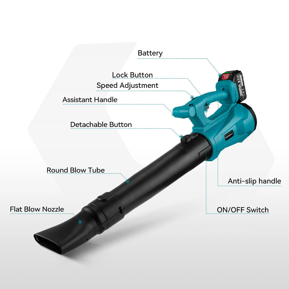 Bladblazer - Bladzuiger - Luchtblazer - Elektrische - Brushless - 2000W - Air Duster - Tuingereedschap - Turbo Fan - Luchtpistool - Draadloze Blad-, Sneeuw- en Stofblazer – Inclusief 2x 18V Accu