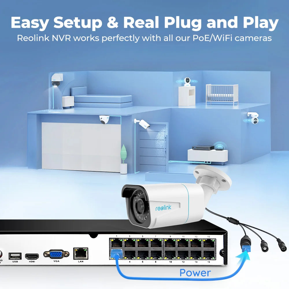 16-kanaals PoE NVR – Network Video Recorder – Beveiligingsrecorder – IP Camera Recorder – Surveillance Systeem – 4TB HDD – 4K Haarscherpe Videokwaliteit – Bewegingsdetectie Met Alerts