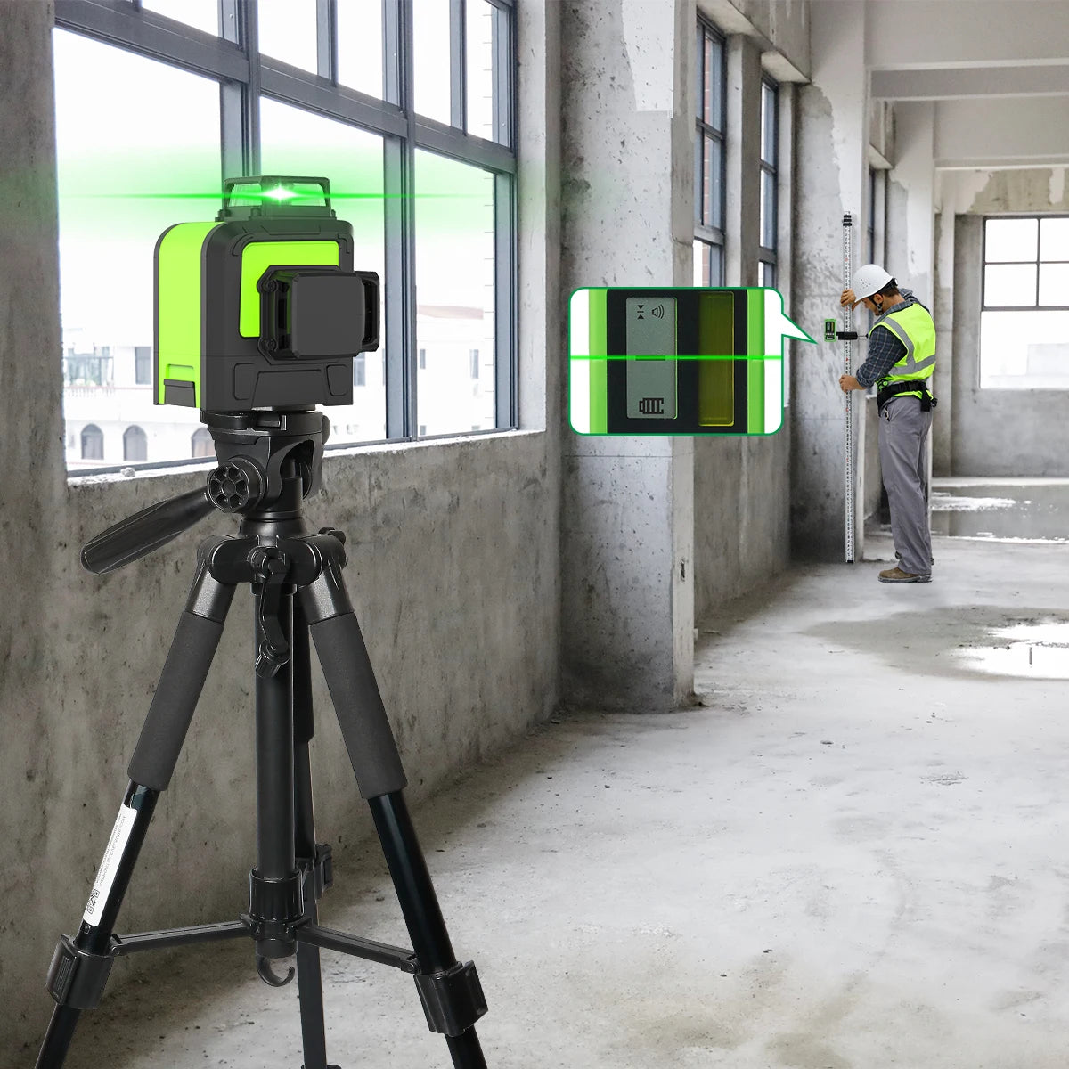 Laserwaterpas – Kruislijnlaser – Lijnlaser – 3D Waterpas – 12 Lijnen – Groene Laser – Zelfnivellerend - Set 1