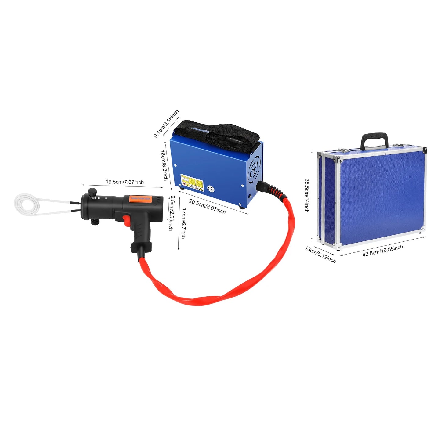 Inductieverhitter – Inductie Verwarmer – Schroefverwarmer – Bouten Losser – Metalen Verwarmingstool – 1500W Vermogen – 800°C Maximale Temperatuur – Inclusief Opbergkist – Vlamvrij Werken