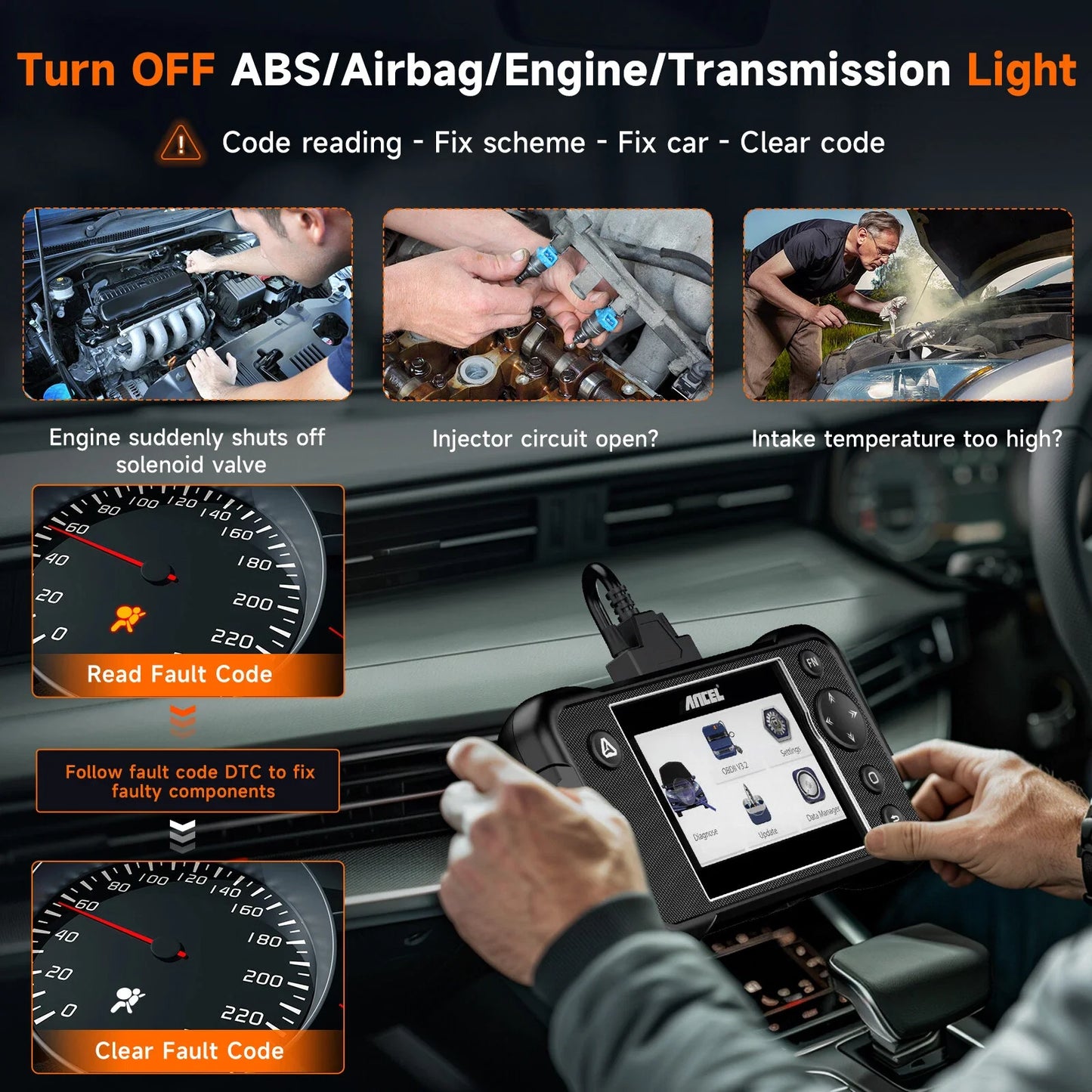 OBD2 Diagnose Tool – Auto Scanner – Foutcode Lezer – Systeemdiagnose – Live Data – Waarschuwingslampjes Reset – Meertalige Ondersteuning