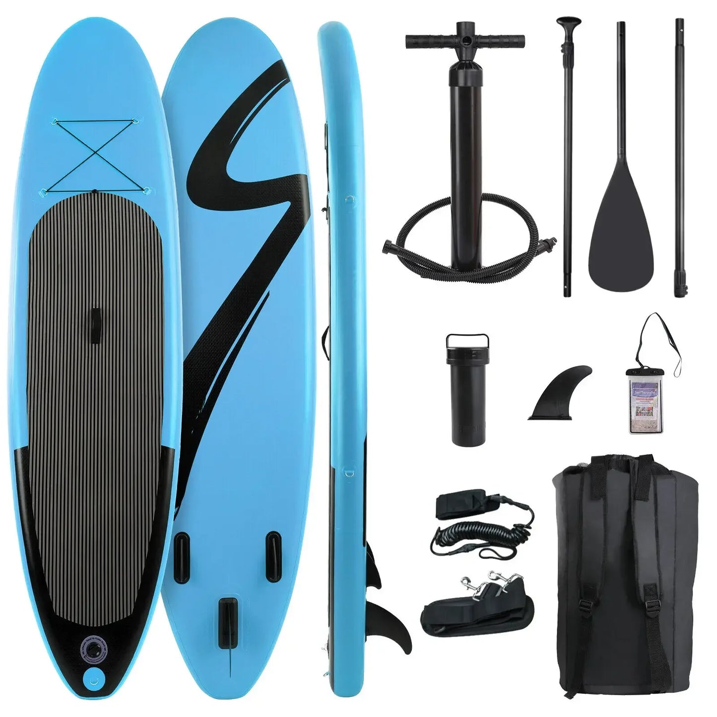 Opblaasbaar Stand Up Paddle Board – SUP Board – Peddelboard – Waterboard – Yoga Board – Verstelbare Aluminium Peddel – Antislip EVA Dek - Blauw