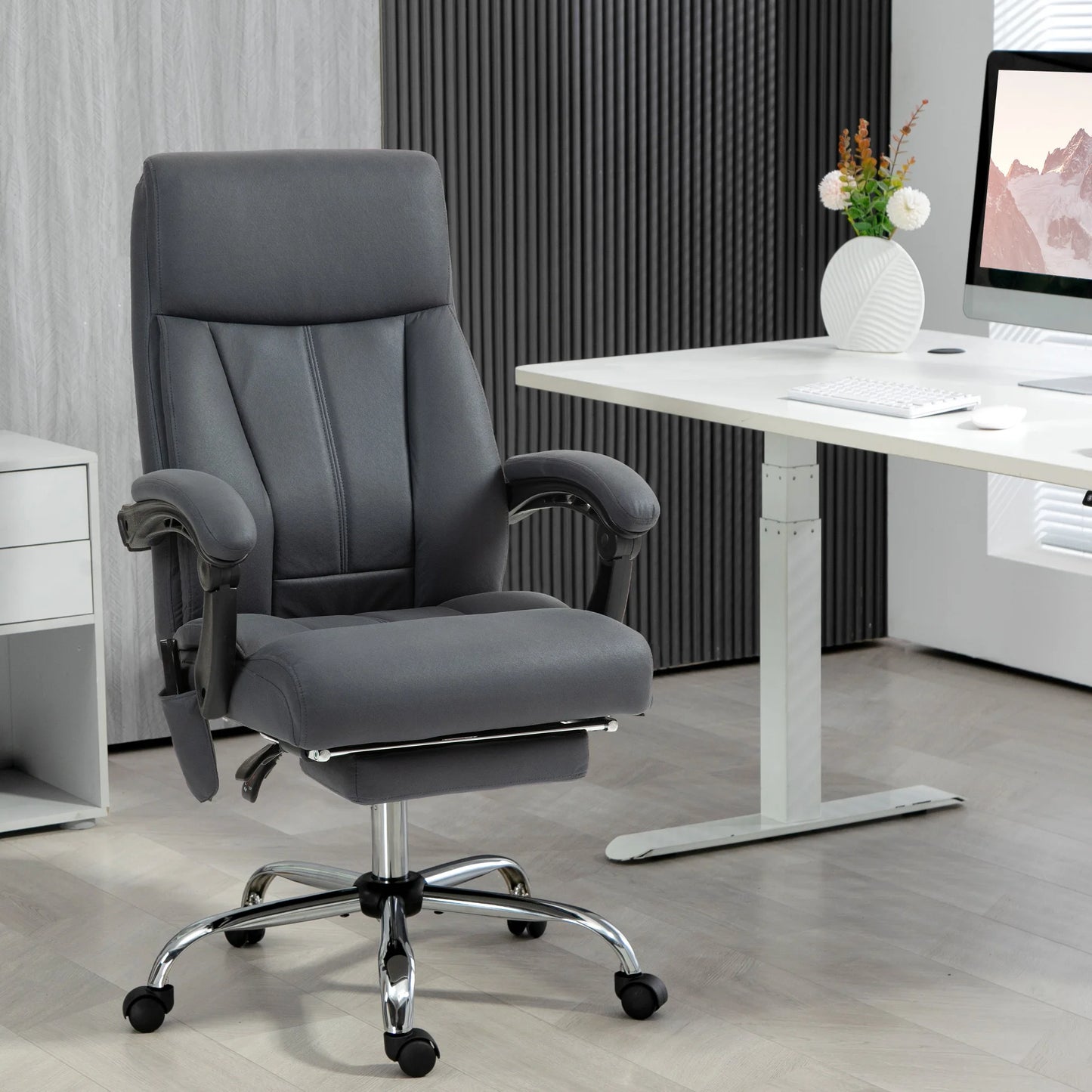 Bureaustoel – Kantoorstoel – Draaistoel – Gamestoel – Office Chair – Massagefunctie Met 6 Punten – Verstelbare Rugleuning Tot 155°