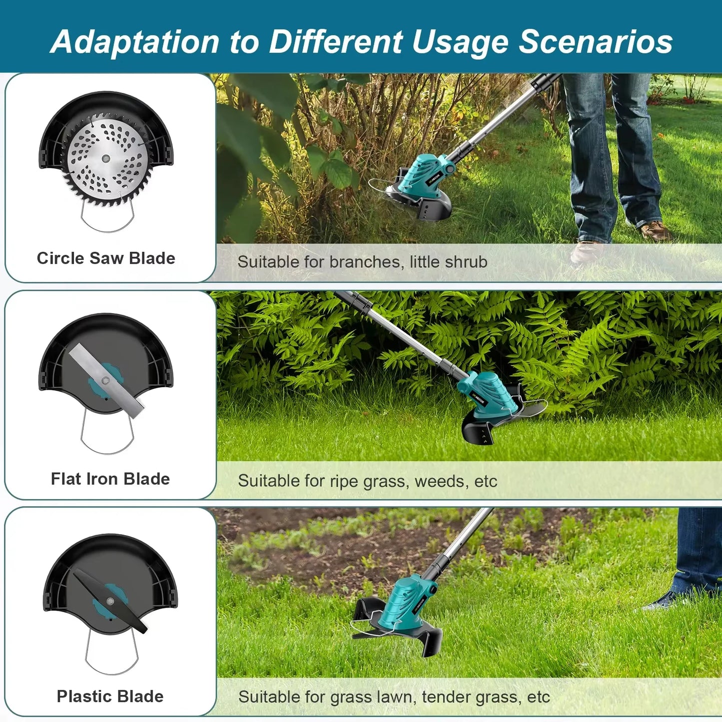 Grasmaaier - Grastrimmer - Tuingereedschap - Handcultivator - Elektrische - 9 Inch - Inklapbare - Draadloze - Brushless - Tuinsnijder met Verstelbare Lengte – Geschikt voor 18V Accu – Inclusief 2 Accu - 3 -in-1 Kantenmaaier