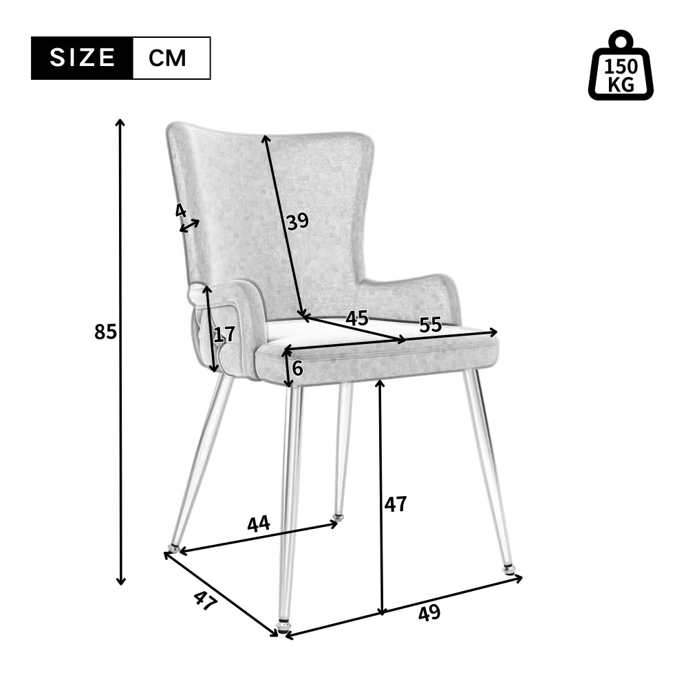 Velvet Eetkamerstoelen – Fluwelen Stoelen – Design Stoelen – Metalen Poten – Set Van 4 – Comfortabel – Draagbaar Tot 150 Kg - Legergroen