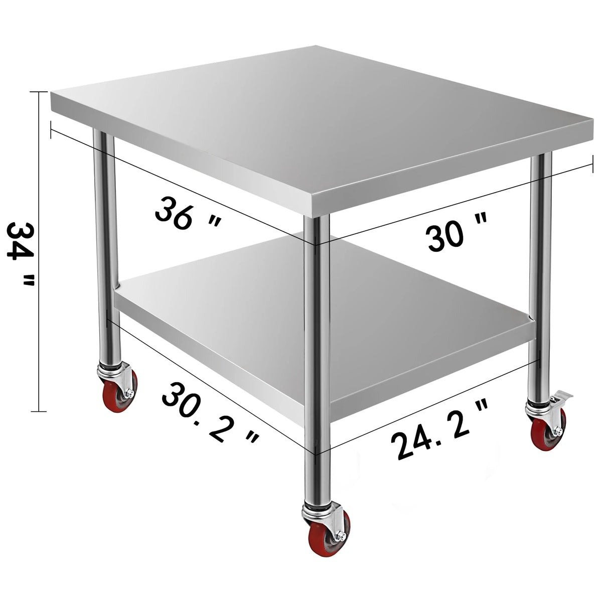 Keukenwerkbank - Keukenwerktafel - Kookeiland - Keukentafel - 36 x 30 inch - Met 4 zwenkwielen & Achterwand Laadt Op - Voor Opbergrek Thuis Dineren - QUORE
